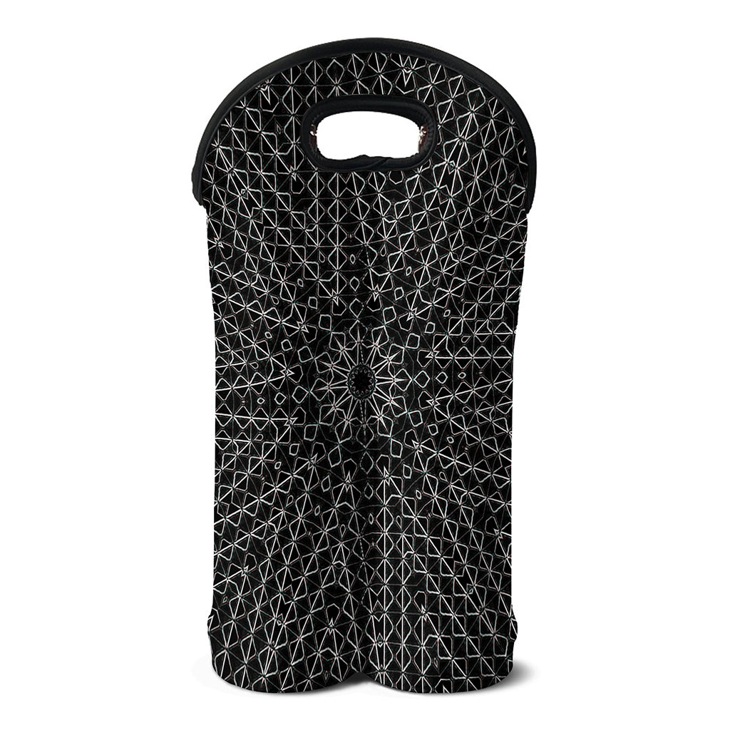 Black And White Kaleidoscope Print Double Neoprene Wine Tote