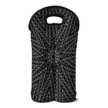 Black And White Kaleidoscope Print Double Neoprene Wine Tote