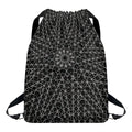 Black And White Kaleidoscope Print Drawstring Backpack