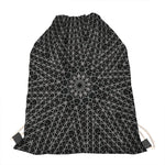 Black And White Kaleidoscope Print Drawstring Bag