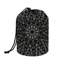 Black And White Kaleidoscope Print Drawstring Makeup Bag