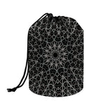 Black And White Kaleidoscope Print Drawstring Makeup Bag