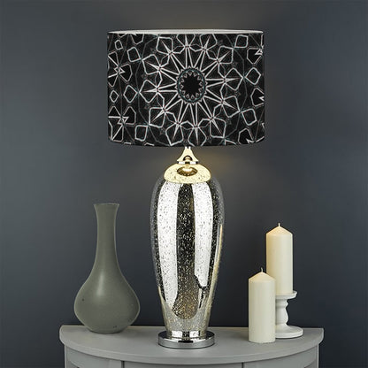 Black And White Kaleidoscope Print Drum Lamp Shade