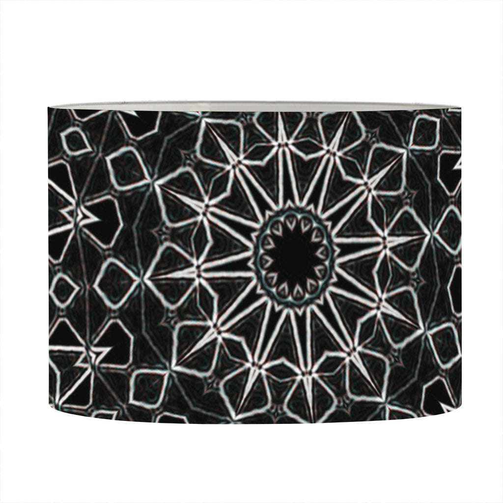 Black And White Kaleidoscope Print Drum Lamp Shade