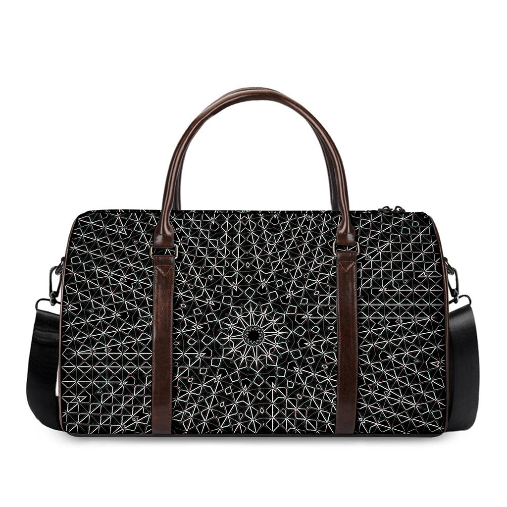 Black And White Kaleidoscope Print Duffle Bag