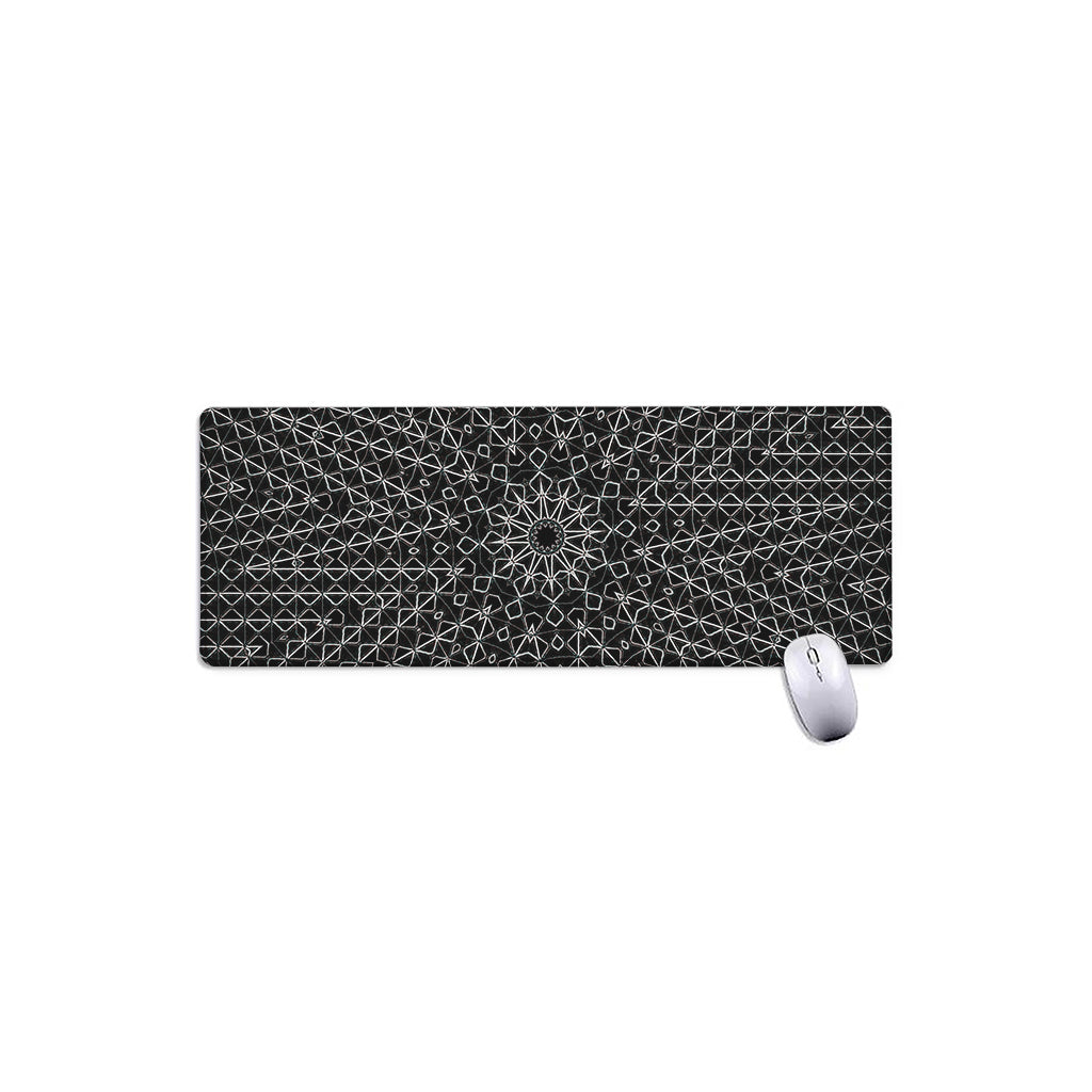 Black And White Kaleidoscope Print Extended Mouse Pad