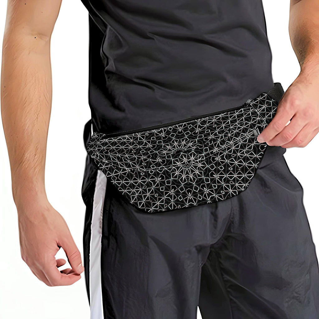 Black And White Kaleidoscope Print Fanny Pack