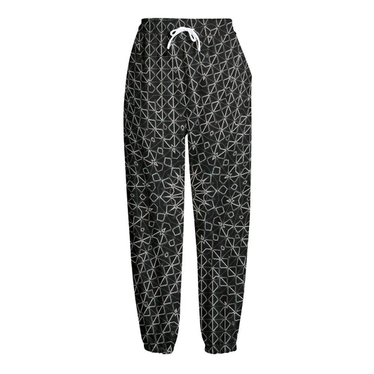 Black And White Kaleidoscope Print Fleece Lined Knit Pants