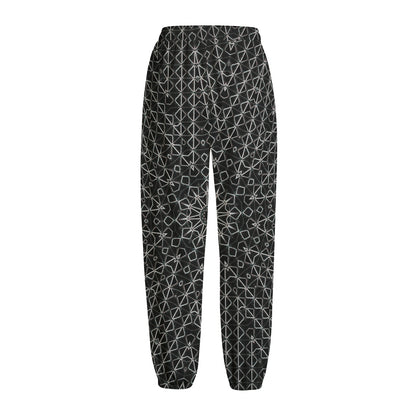 Black And White Kaleidoscope Print Fleece Lined Knit Pants