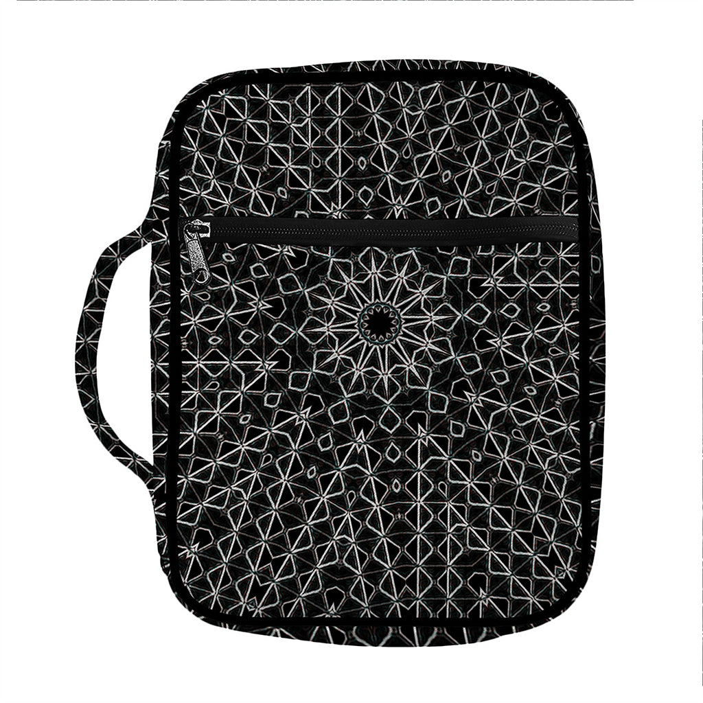 Black And White Kaleidoscope Print Front Pocket Bible Bag