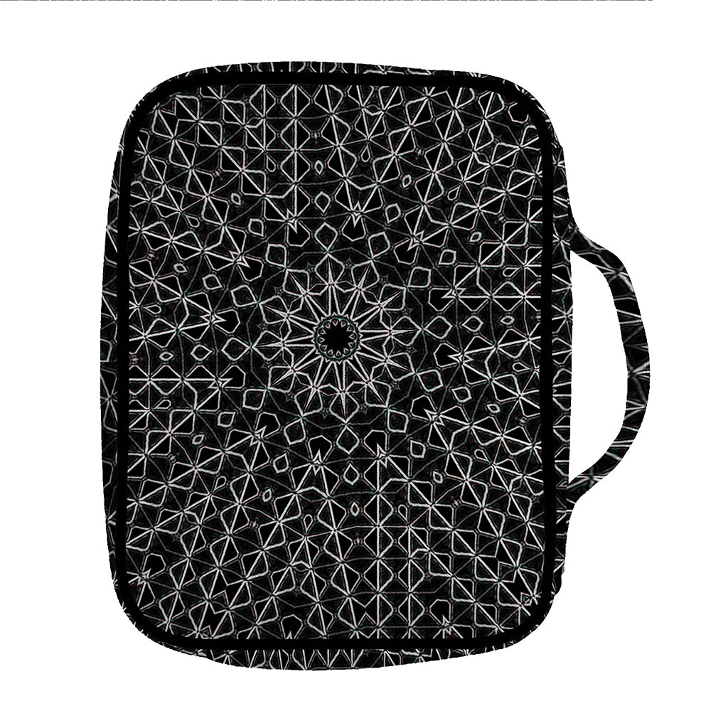 Black And White Kaleidoscope Print Front Pocket Bible Bag
