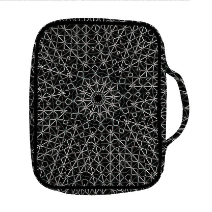 Black And White Kaleidoscope Print Front Pocket Bible Bag