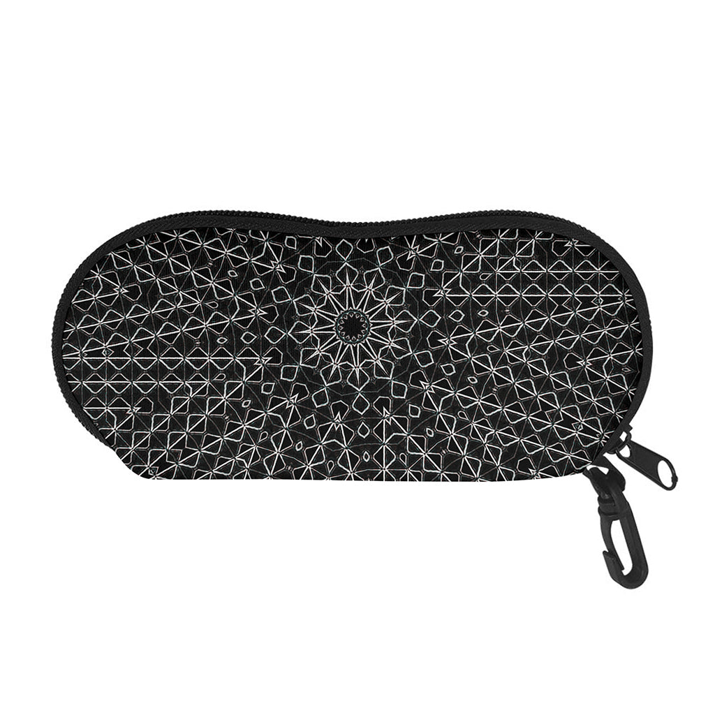 Black And White Kaleidoscope Print Glasses Case