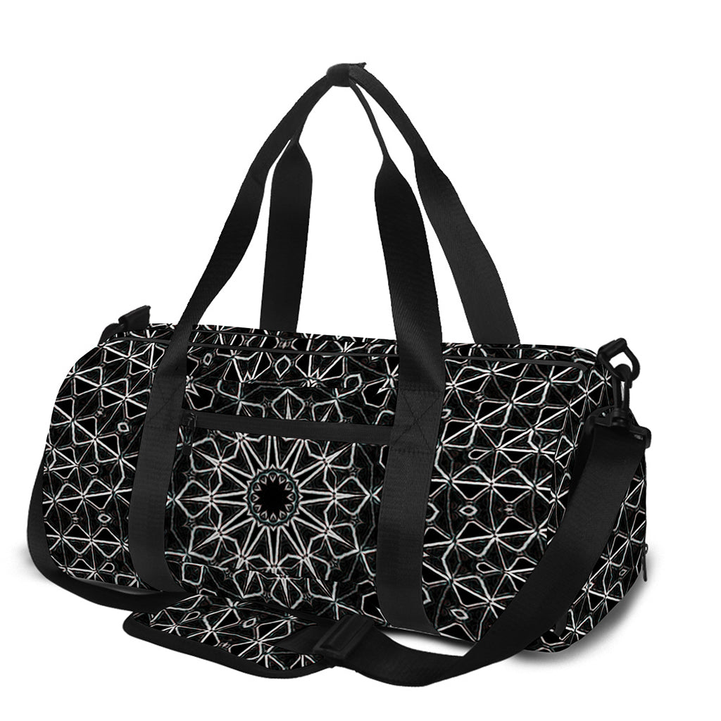Black And White Kaleidoscope Print Gym Bag