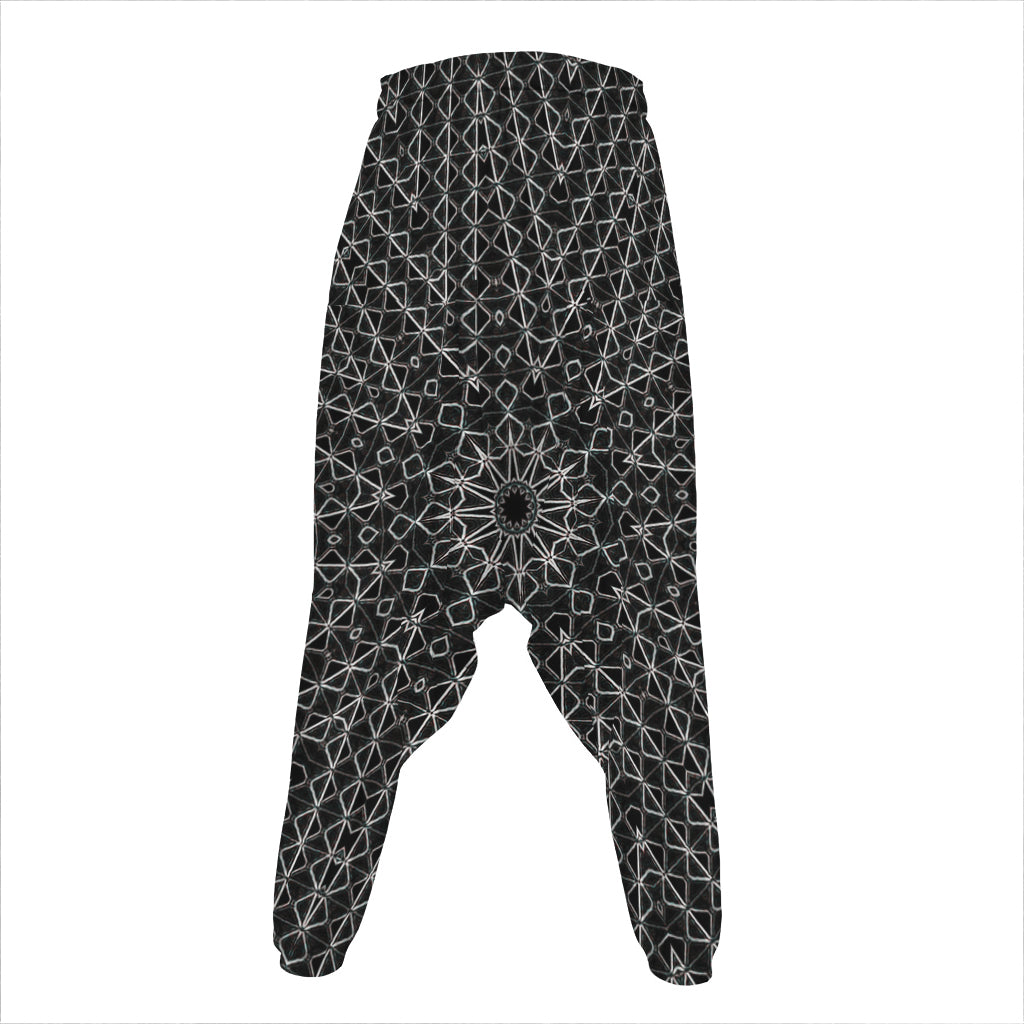 Black And White Kaleidoscope Print Hammer Pants