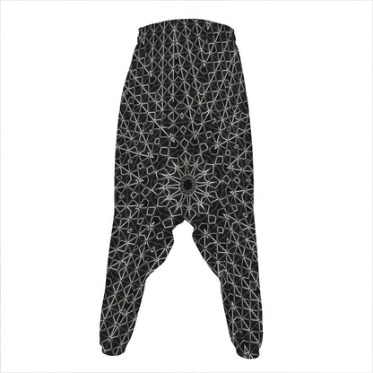 Black And White Kaleidoscope Print Hammer Pants