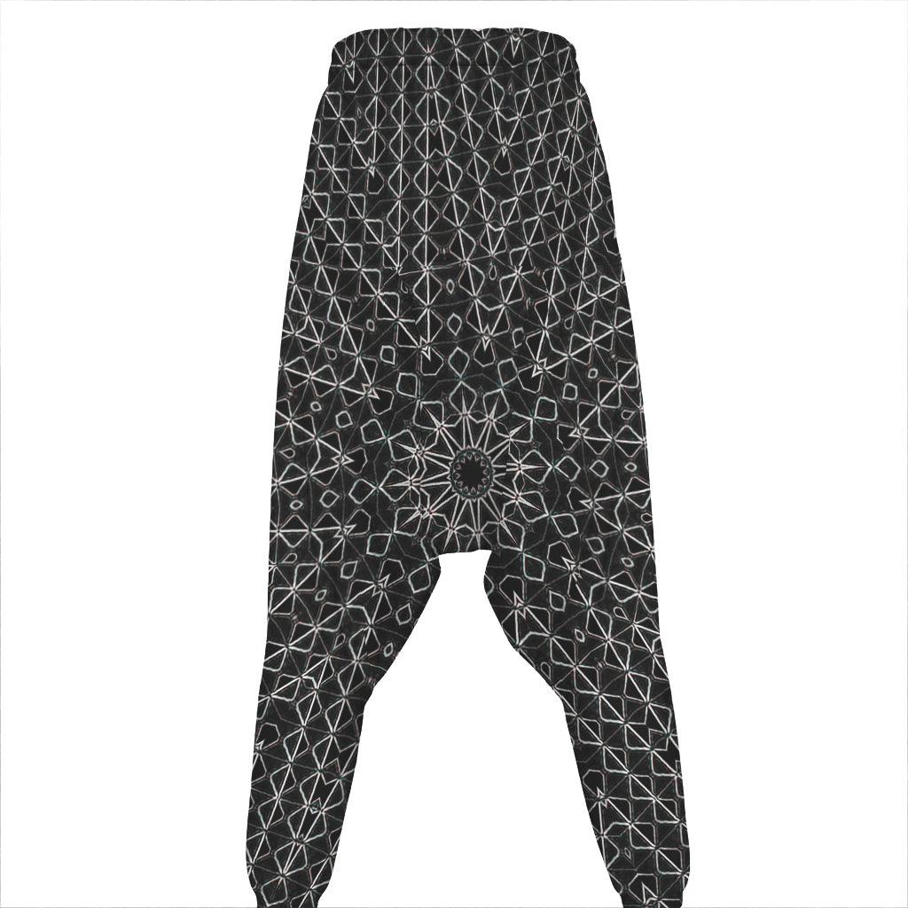 Black And White Kaleidoscope Print Hammer Pants