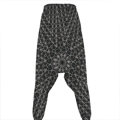 Black And White Kaleidoscope Print Hammer Pants