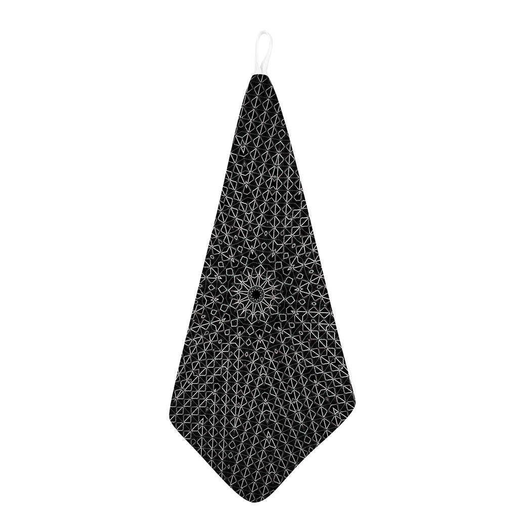 Black And White Kaleidoscope Print Hand Towel
