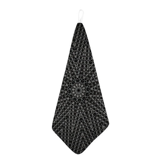Black And White Kaleidoscope Print Hand Towel