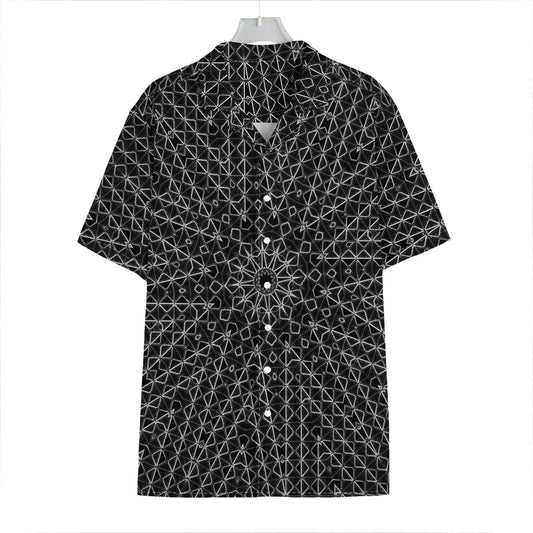 Black And White Kaleidoscope Print Hawaiian Shirt