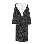 Black And White Kaleidoscope Print Hooded Bathrobe