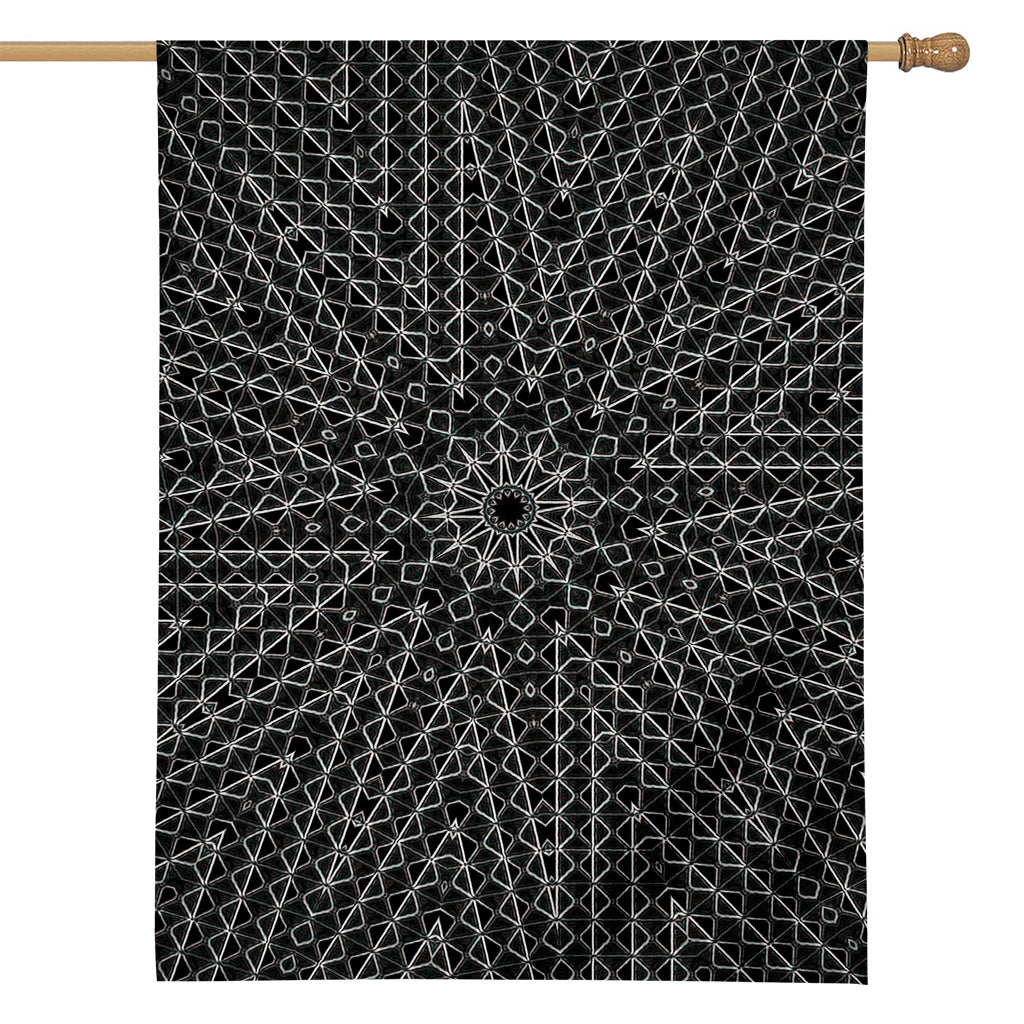Black And White Kaleidoscope Print House Flag