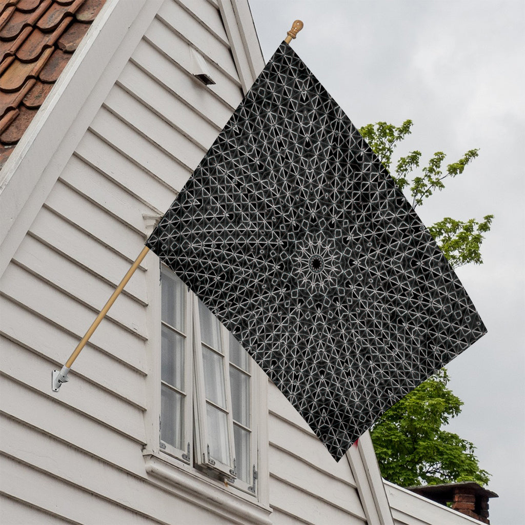 Black And White Kaleidoscope Print House Flag