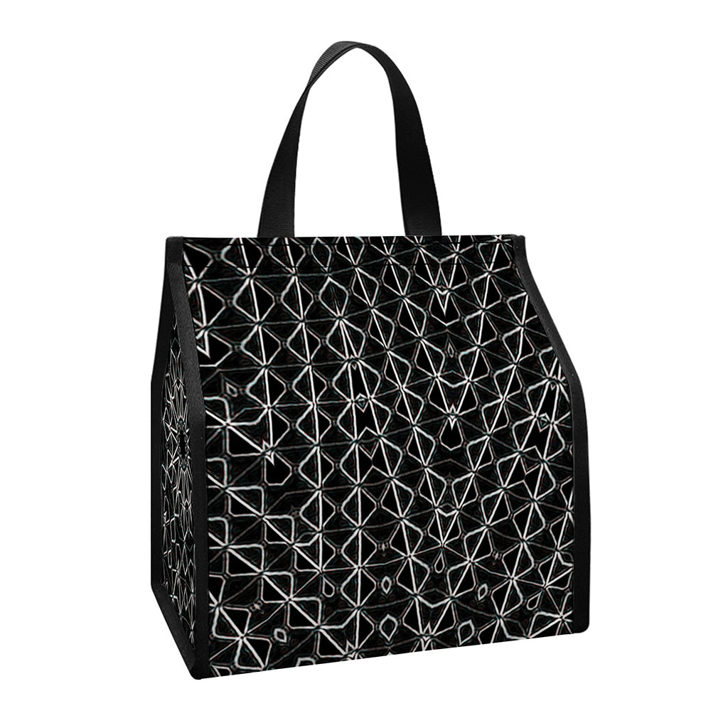 Black And White Kaleidoscope Print Insulated Lunch Tote