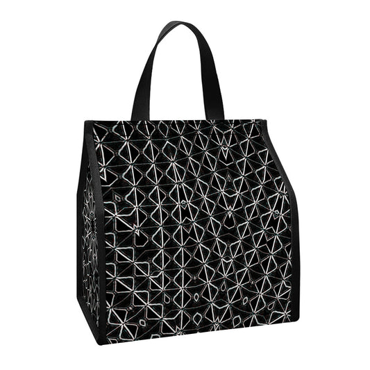 Black And White Kaleidoscope Print Insulated Lunch Tote