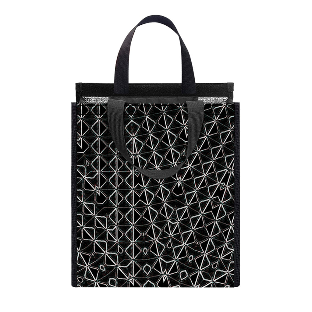 Black And White Kaleidoscope Print Insulated Lunch Tote