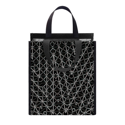 Black And White Kaleidoscope Print Insulated Lunch Tote