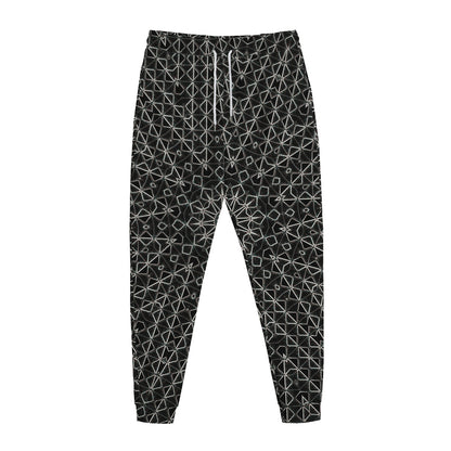 Black And White Kaleidoscope Print Jogger Pants