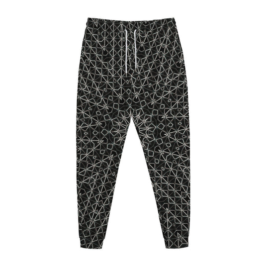 Black And White Kaleidoscope Print Jogger Pants