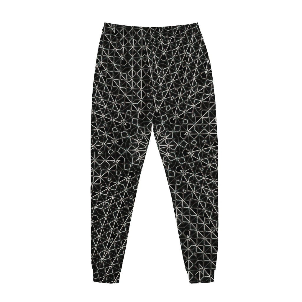 Black And White Kaleidoscope Print Jogger Pants