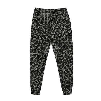 Black And White Kaleidoscope Print Jogger Pants