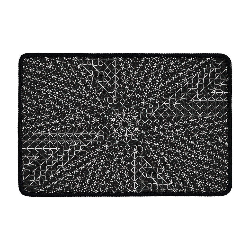 Black And White Kaleidoscope Print Kitchen Mat