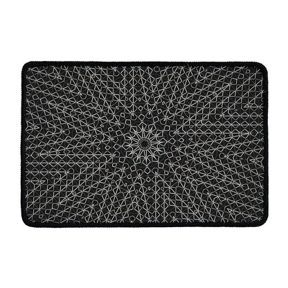 Black And White Kaleidoscope Print Kitchen Mat