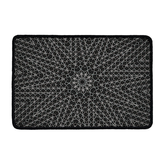 Black And White Kaleidoscope Print Kitchen Mat