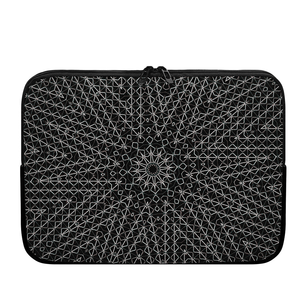 Black And White Kaleidoscope Print Laptop Sleeve