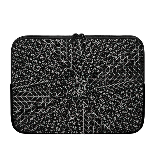 Black And White Kaleidoscope Print Laptop Sleeve