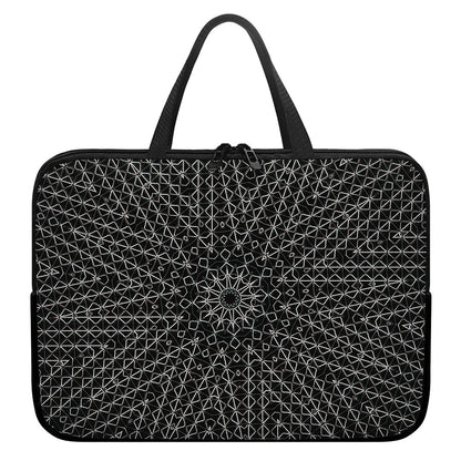 Black And White Kaleidoscope Print Laptop Sleeve With Handle