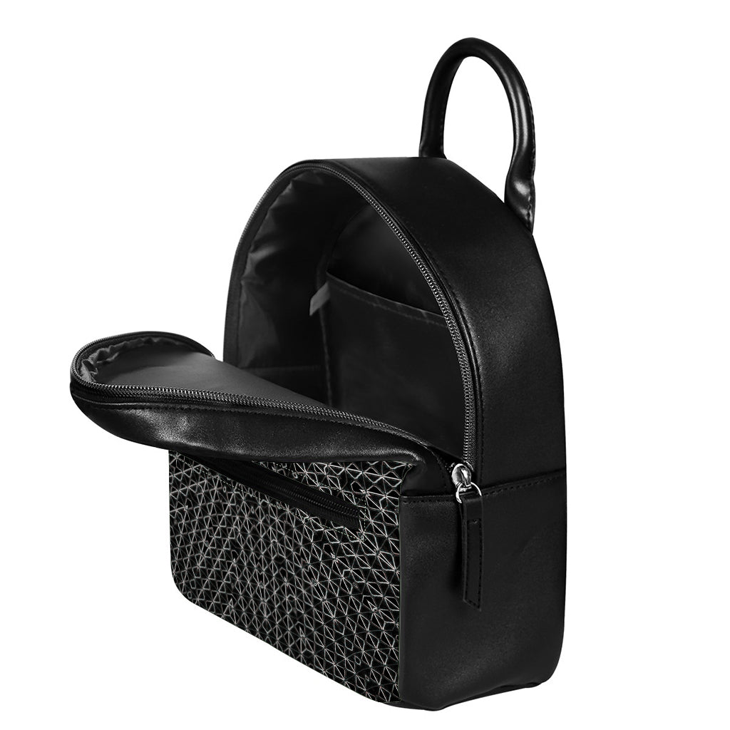 Black And White Kaleidoscope Print Leather Backpack