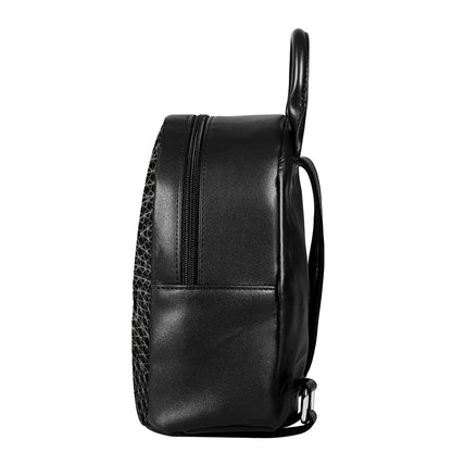 Black And White Kaleidoscope Print Leather Backpack
