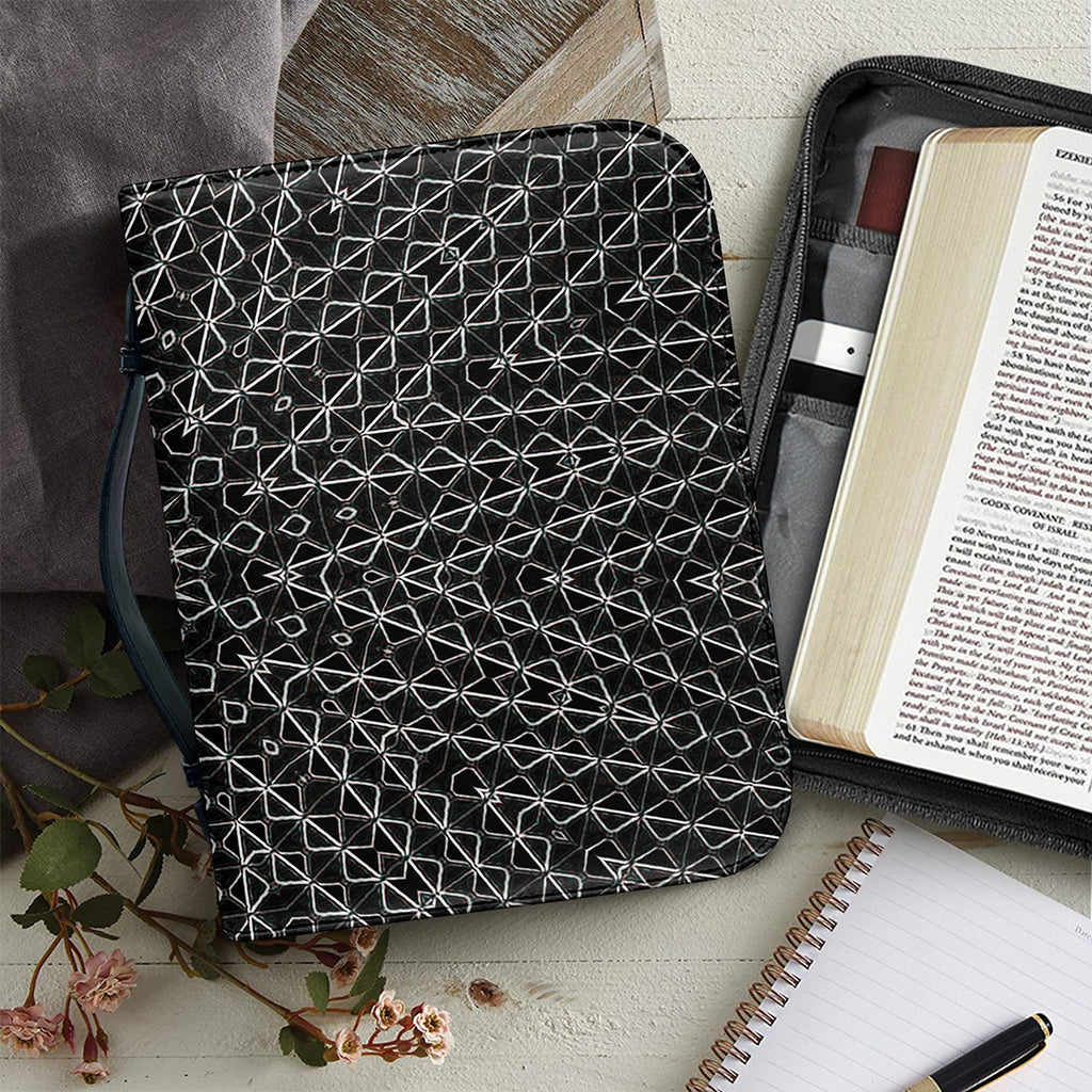 Black And White Kaleidoscope Print Leather Bible Cover
