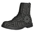 Black And White Kaleidoscope Print Lace-Up Boots