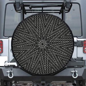 Black And White Kaleidoscope Print Leather Spare Tire Cover