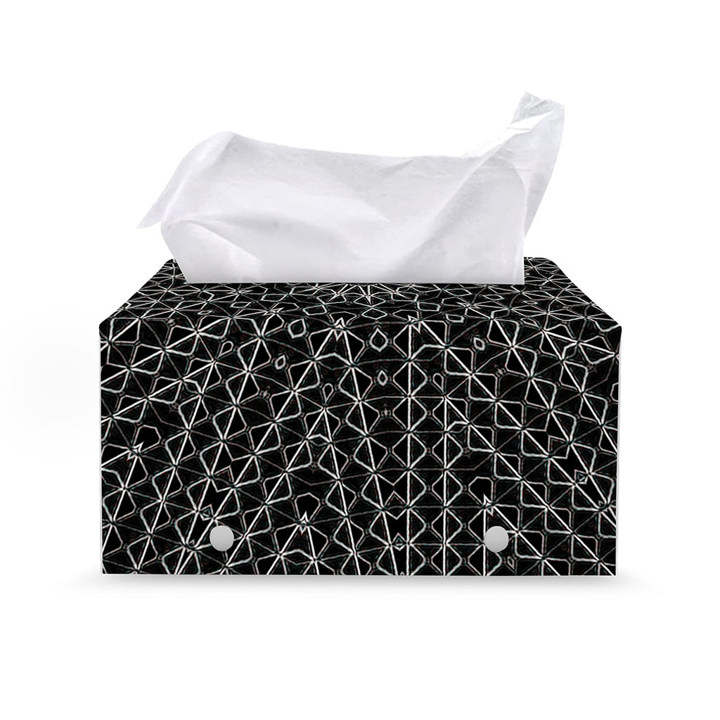 Black And White Kaleidoscope Print Leather Tissue Box Cover