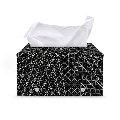 Black And White Kaleidoscope Print Leather Tissue Box Cover