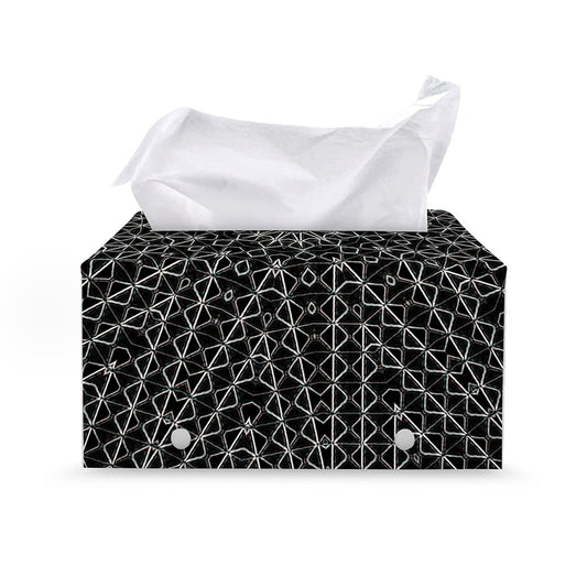 Black And White Kaleidoscope Print Leather Tissue Box Cover